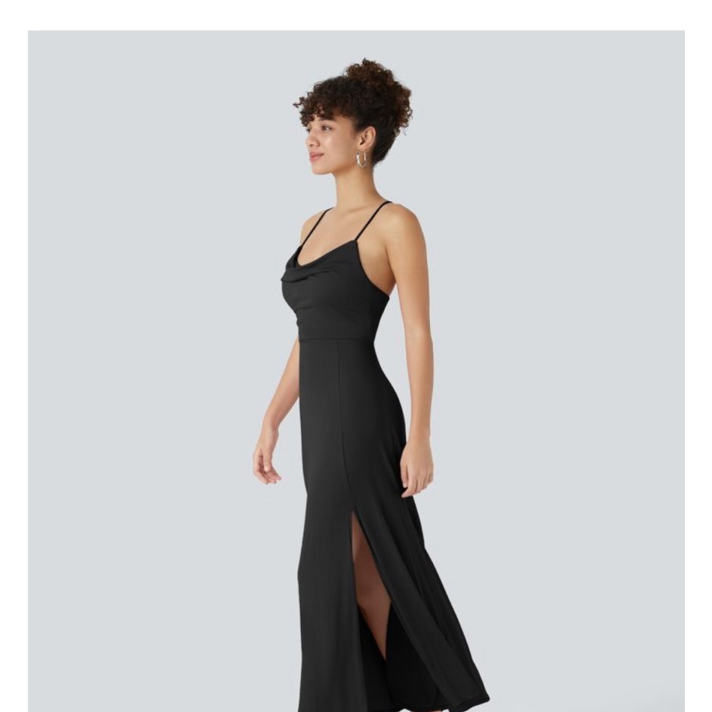 Cowl Neck Lace Up Midi Dress - Picture 3 of 5